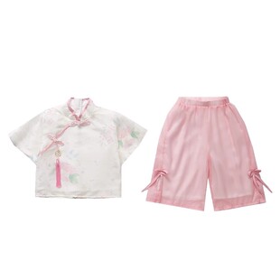 唐装女童夏季套装2026新款汉服儿童国风旗袍女宝宝夏装洋气两件套