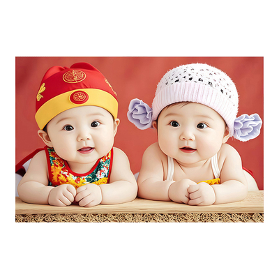 龙凤胎宝宝画报墙贴求送子图海报