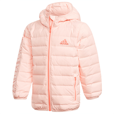 阿迪达斯小童连帽白鸭绒羽绒服
