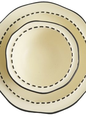肆月北欧虚线奶白色陶瓷大碗