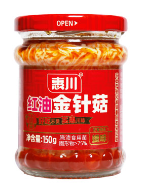 惠川红油金针菇150g罐装下饭菜眉山榨菜小菜瓶装即食金针蘑泡菜