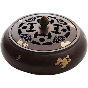 苏工纯铜香炉家用室内熏香炉沉香香薰炉高级紫铜色茶道盘香宣德炉