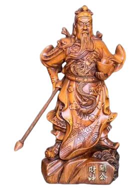木雕关公神像摆件家居装饰品