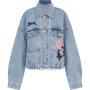 妖精的口袋鬼马猫咪毛边牛仔外套女2026年春季新款休闲小个子上衣