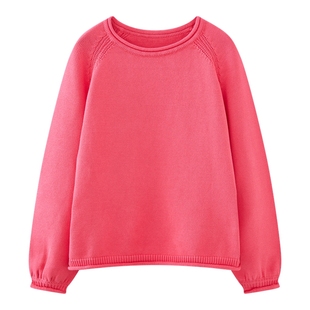 100%纯棉线毛衣纯色女秋冬新款不起静电慵懒风韩版针织套头衫