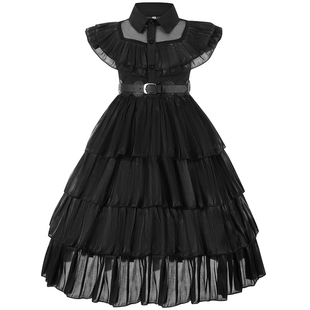 万圣节儿童服装服饰cosplay服wednesday衣服亚当斯一家星期三套装