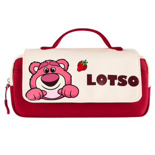 迪士尼小学生笔袋女孩草莓熊高颜值铅笔盒男生初高中生大容量文具盒双层多功能带提手学生铅笔收纳袋2026新款