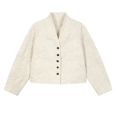 蓝点2025春季新中式提花立领外套