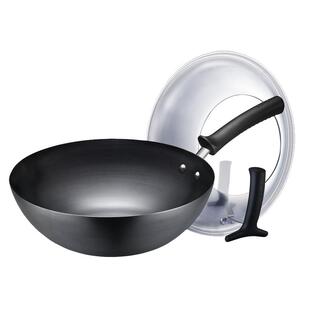 苏泊尔铁锅炒菜锅家用煤燃气明火专用老式无涂层真不锈精铁大炒锅