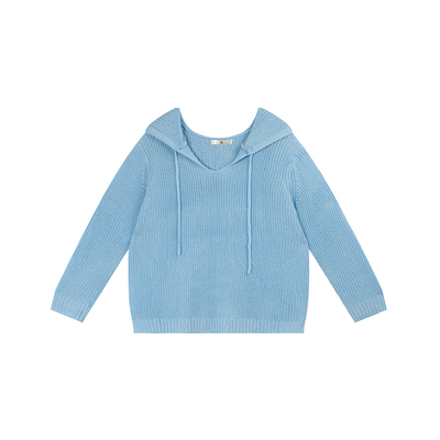 大码女装胖mm连帽长袖针织衫