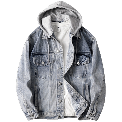 伟臣连帽春秋宽松加大牛仔外套