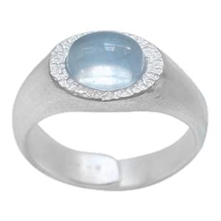 【听海 一寸十里】纯银海蓝宝开口戒指可调节手工轻奢情人节礼物