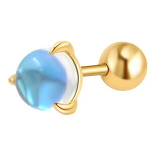 一撇一捺月光岛屿系列月光石耳钉女单只9K金耳骨钉轻奢时尚酷飒