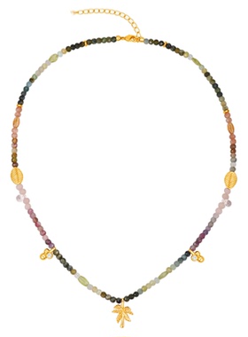 sunshifen Rainforest系列金色碧玺棕榈树度假串珠项链情人节礼物