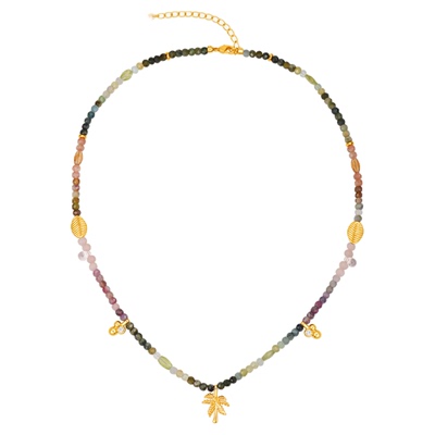 sunshifen Rainforest系列金色碧玺棕榈树度假串珠项链礼物