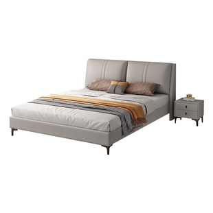 实木床1米8双人床现代简约家用主卧软包大床经济型出租房用单人床