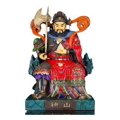 山神神像土地山神爷像全铜彩绘道家家居聚财山神像工艺品家用摆件