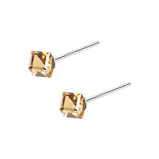 999纯银茶色水晶耳钉女气质小众ins风养耳洞耳环高级感韩系小耳饰