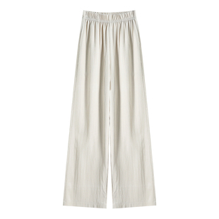 山本裤女春秋2025新款高腰垂感休闲夏季冰丝慵懒亚麻直筒阔腿裤子
