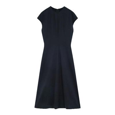 BLUE ERDOS 新款简约圆领纯色中长款短袖连衣裙B245D7029