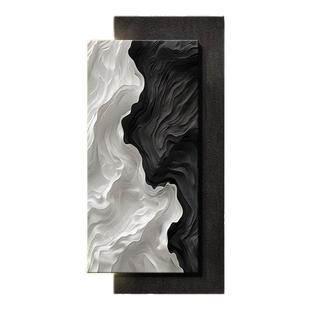 新款立体砂岩肌理挂画玄关装饰画带灯高级感客厅入户走廊过道壁画