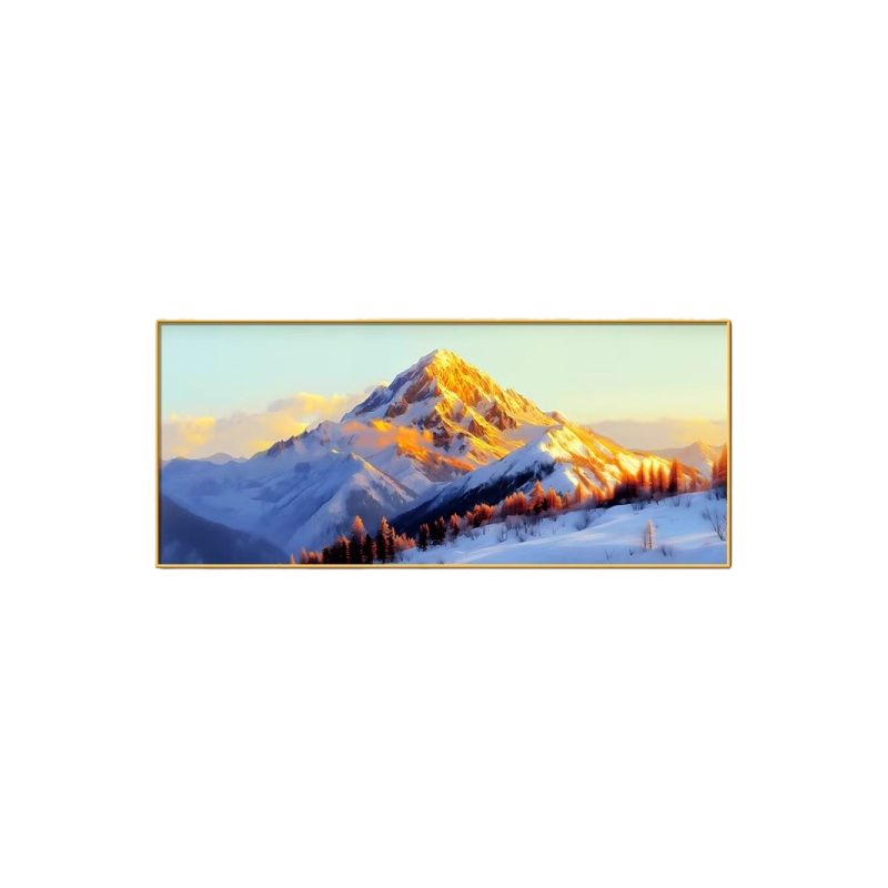 现代简约金山风景拉丝有框挂画