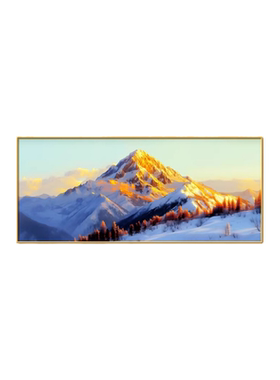 现代简约金山风景拉丝有框挂画