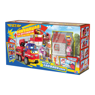 奥迪双钻超级飞侠大勇大程救援消防车场景套装声光儿童变形玩具