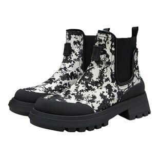 MIO米奥冬季靴子圆头中短筒靴跟酷感厚底国潮新中式切尔西靴女靴