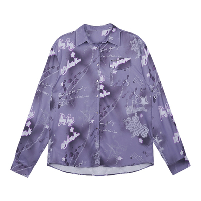 音乐节清凉甜酷紫色印花防晒衬衫