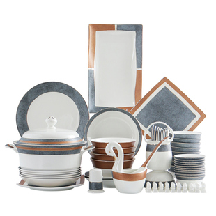 盘子碗家用2026新款轻奢组合碗盘结婚乔迁创意10人碗筷碗碟套装