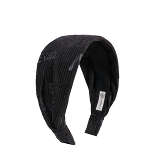 Mibeco春夏复古美拉德发箍棕色显白灯芯绒字母发卡宽边遮白发头饰