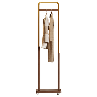 中古风落地式挂衣架移动卧室实木衣帽架办公室小型次净衣架25新款