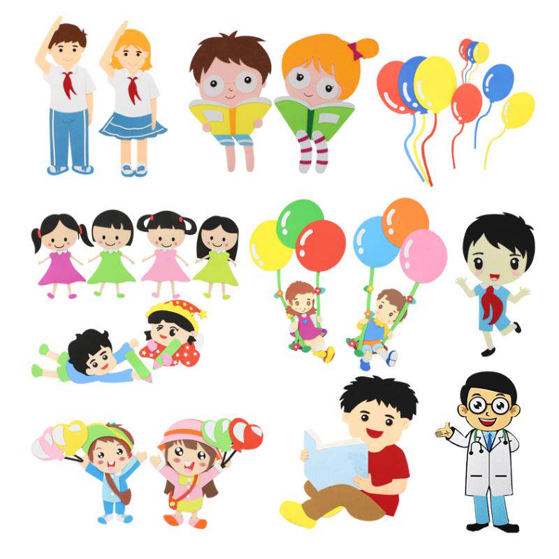幼儿园小学教室黑板报布置装饰用品 泡沫墙贴 校园文化墙人物贴画
