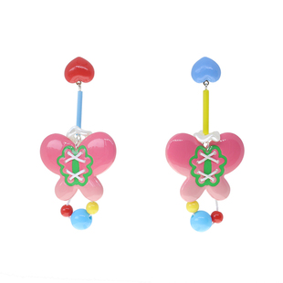 [ 无厘头 ] 渐变粉蝴蝶 多巴胺甜美女孩原创撞色拍照耳钉耳环耳夹