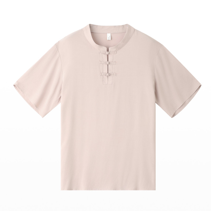 夏太极服女运动短袖T恤八段锦太极拳练功服男中式上衣纯棉绸武术