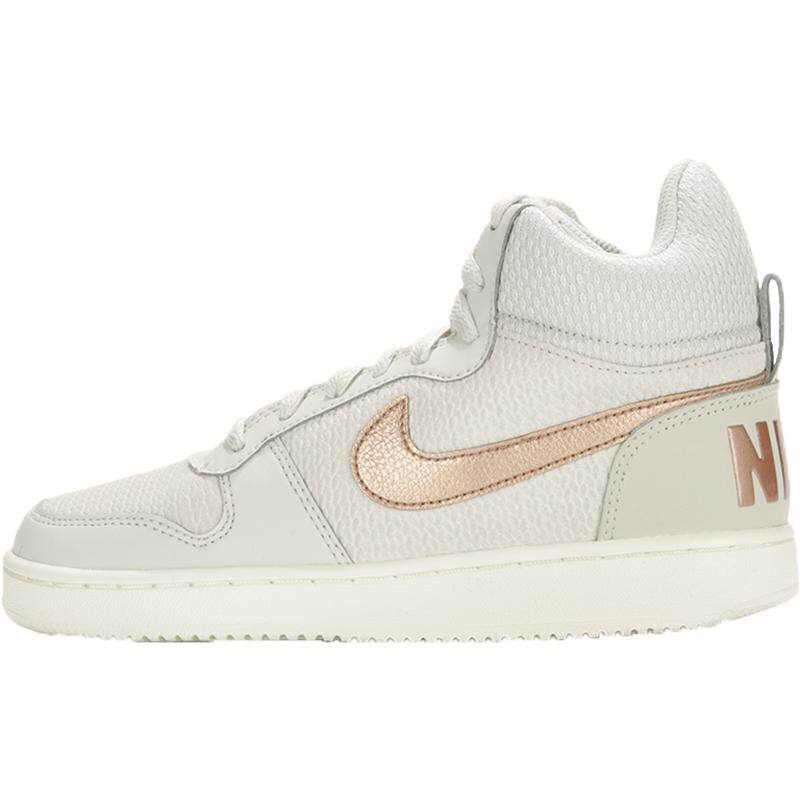 Nike耐克浅色高帮板鞋女鞋软底休闲鞋pu厚底防滑复古运动鞋DR2948