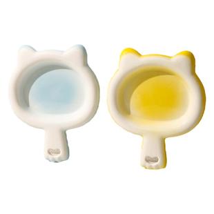 猫碗陶瓷猫咪罐头蝶盘子猫食盆狗狗餐盘手柄碗零食碗宠物饮食用品