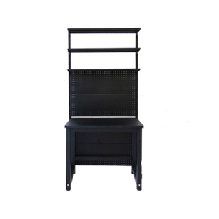 五金少女黑色电脑桌书桌书架组合洞洞板置物架落地收纳书柜一体桌