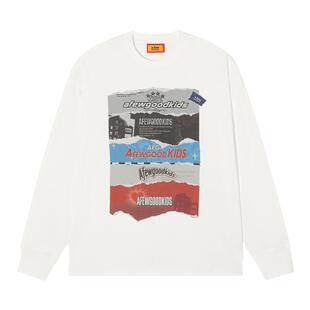 AFGK24FW美式撕纸海报长袖T恤男女潮牌休闲打底衫春秋情侣上衣