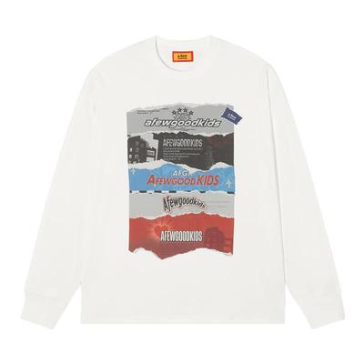 AFGK撕纸海报印花长袖T恤