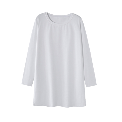 长袖中长款T恤女纯棉韩版开衩