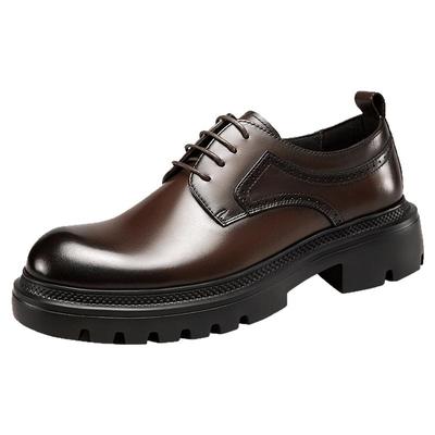意尔康男鞋大头皮鞋厚底增高德比
