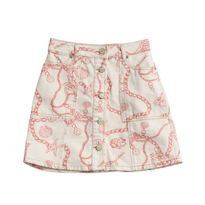 春夏款女士印花牛仔迷你半身裙