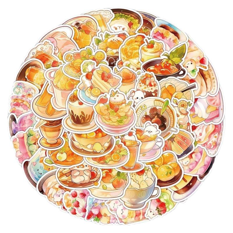 美食甜品贴纸60张点心食物系列可爱ins风手机壳装饰diy防水贴画