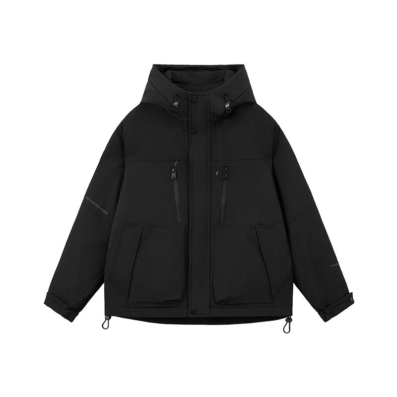 凯施迪短款连帽羽绒服男秋冬新品潮牌微宽休闲白鸭绒保暖带帽外套