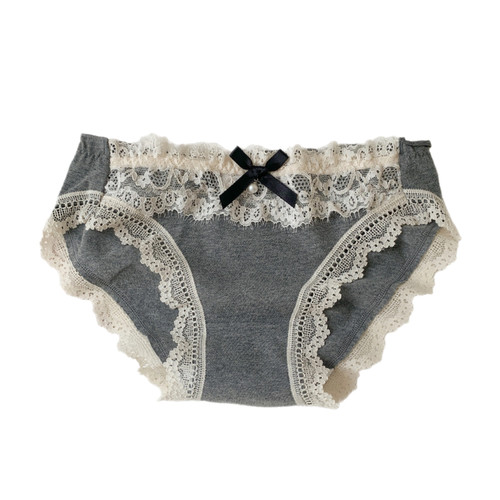 森日和叶甜美风蝴蝶结蕾丝边内裤女生2026新款可爱纯棉女士三角裤