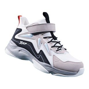 特步童鞋冬季男童中大童运动休闲中帮魔术贴儿童防滑耐磨加绒棉鞋