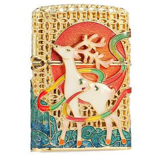 zippo打火机珐琅彩一鹿有你送男友礼物防风煤油官方正品外壳之宝