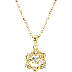 不掉色18k玫瑰金灵动六芒星项链女轻奢小众设计锁骨链金色高级感